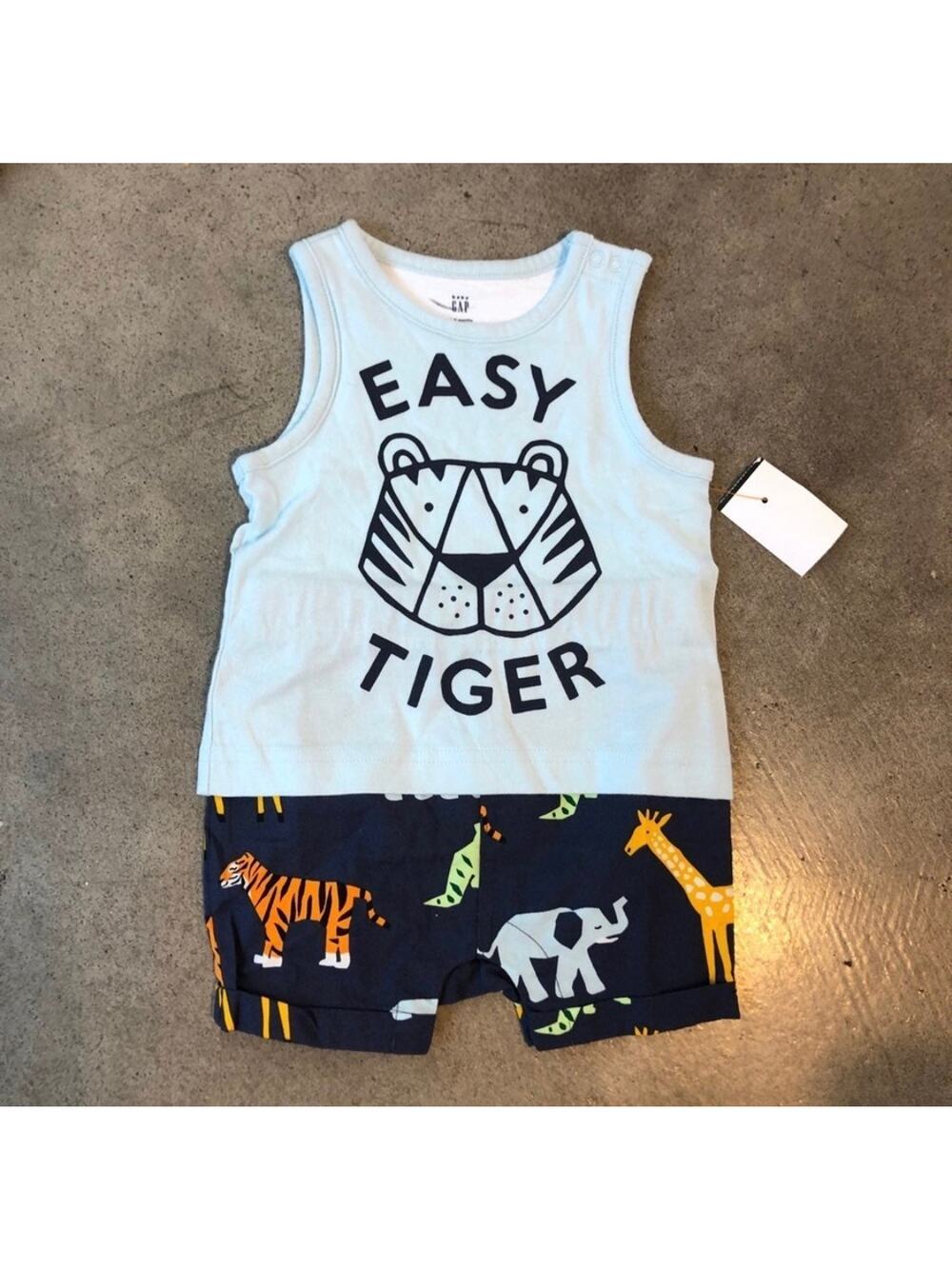 Gap baby easy tiger animal onesie shorts infants boys 3-6 months baby outfit